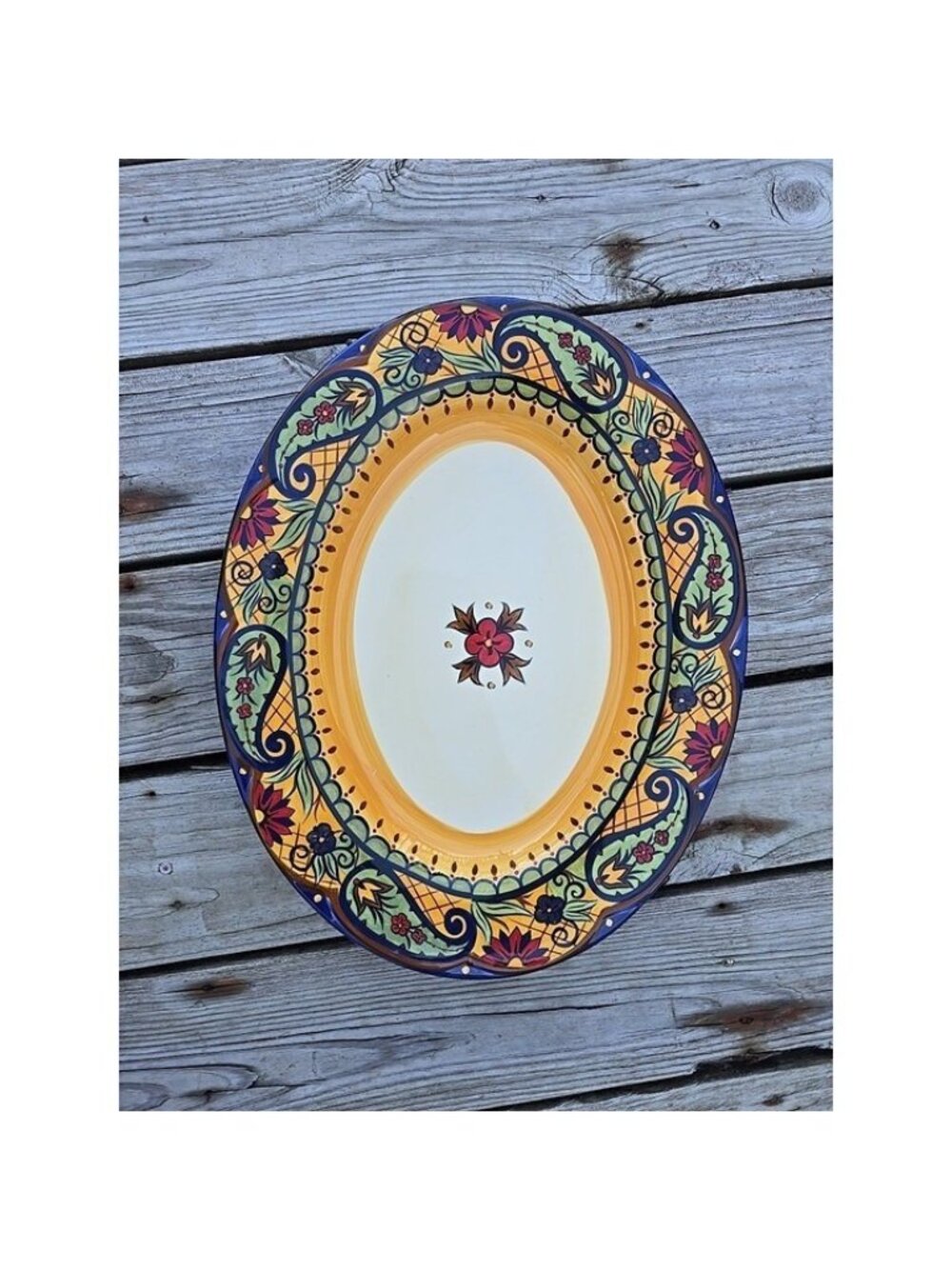 Corsica Crown Jewel Hand Painted 18x14.5 Oval Serving Ceramic Platter 4Turkey